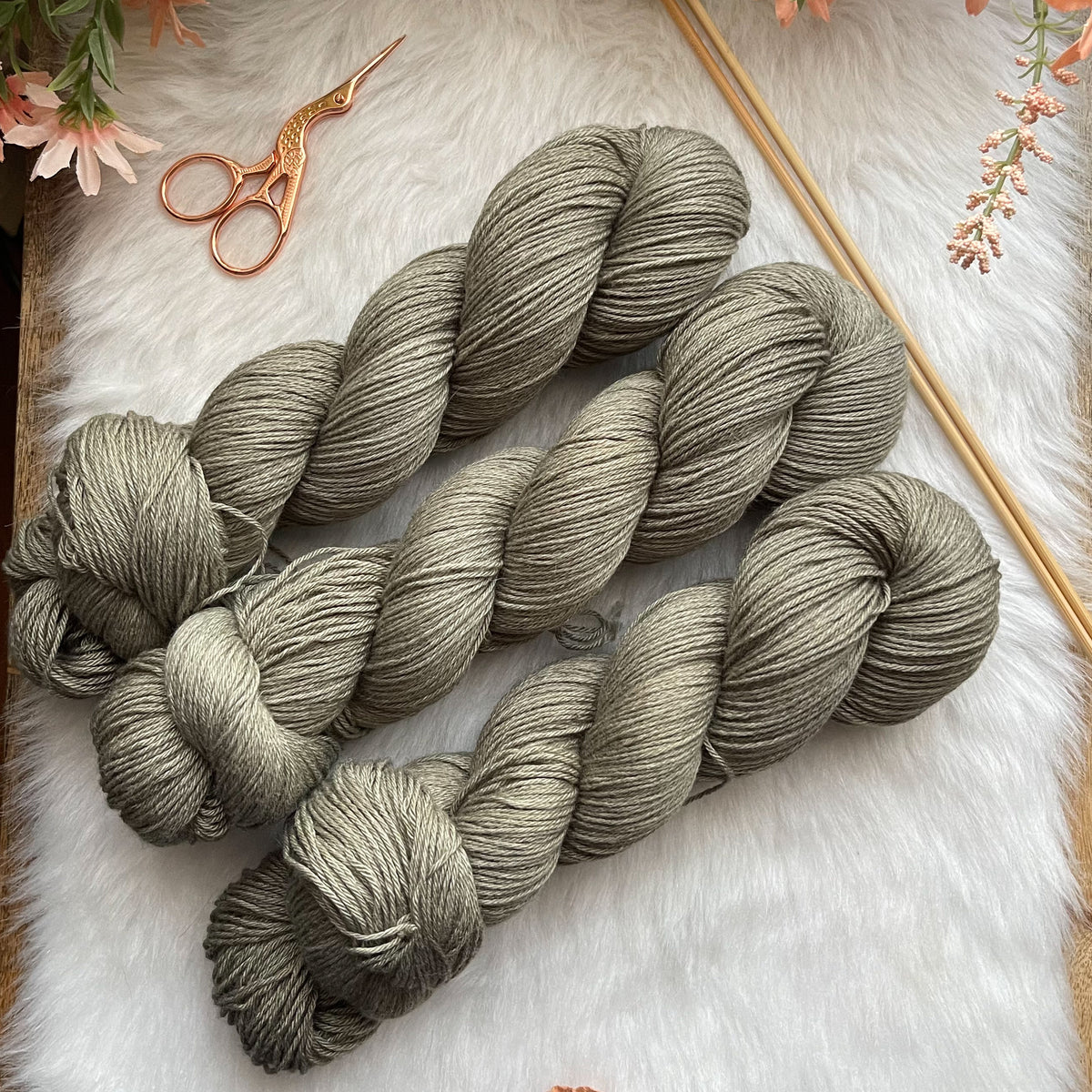 OLIVE SPARROW - Dyed to Order - FEATHER Wool/Cotton Handdyed Yarn