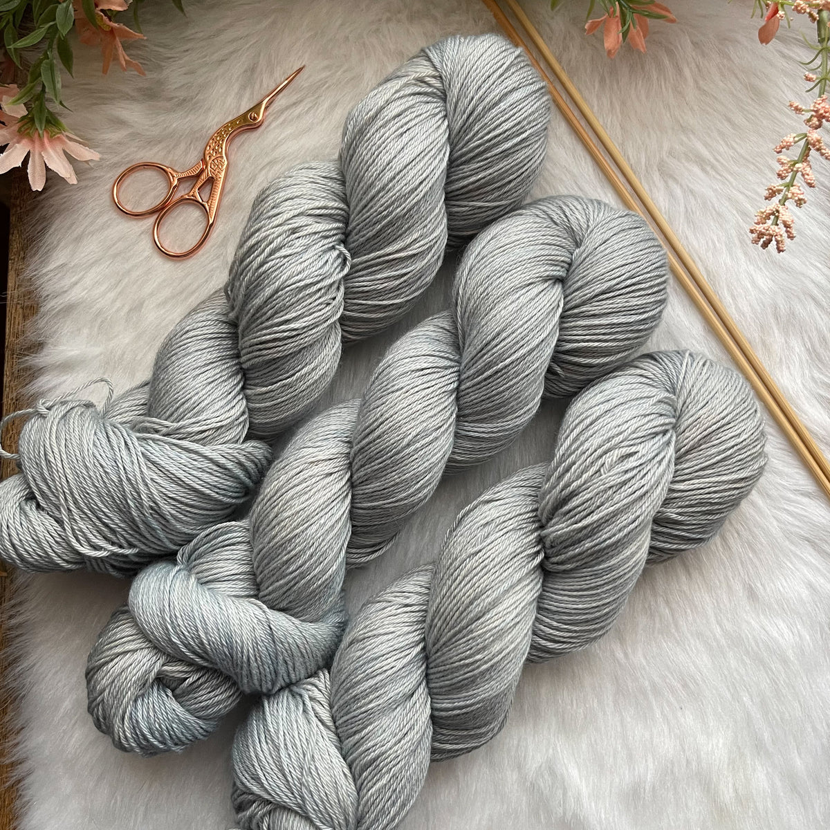 LIGHT FROST- Dyed to Order - FEATHER Wool/Cotton Handdyed Yarn