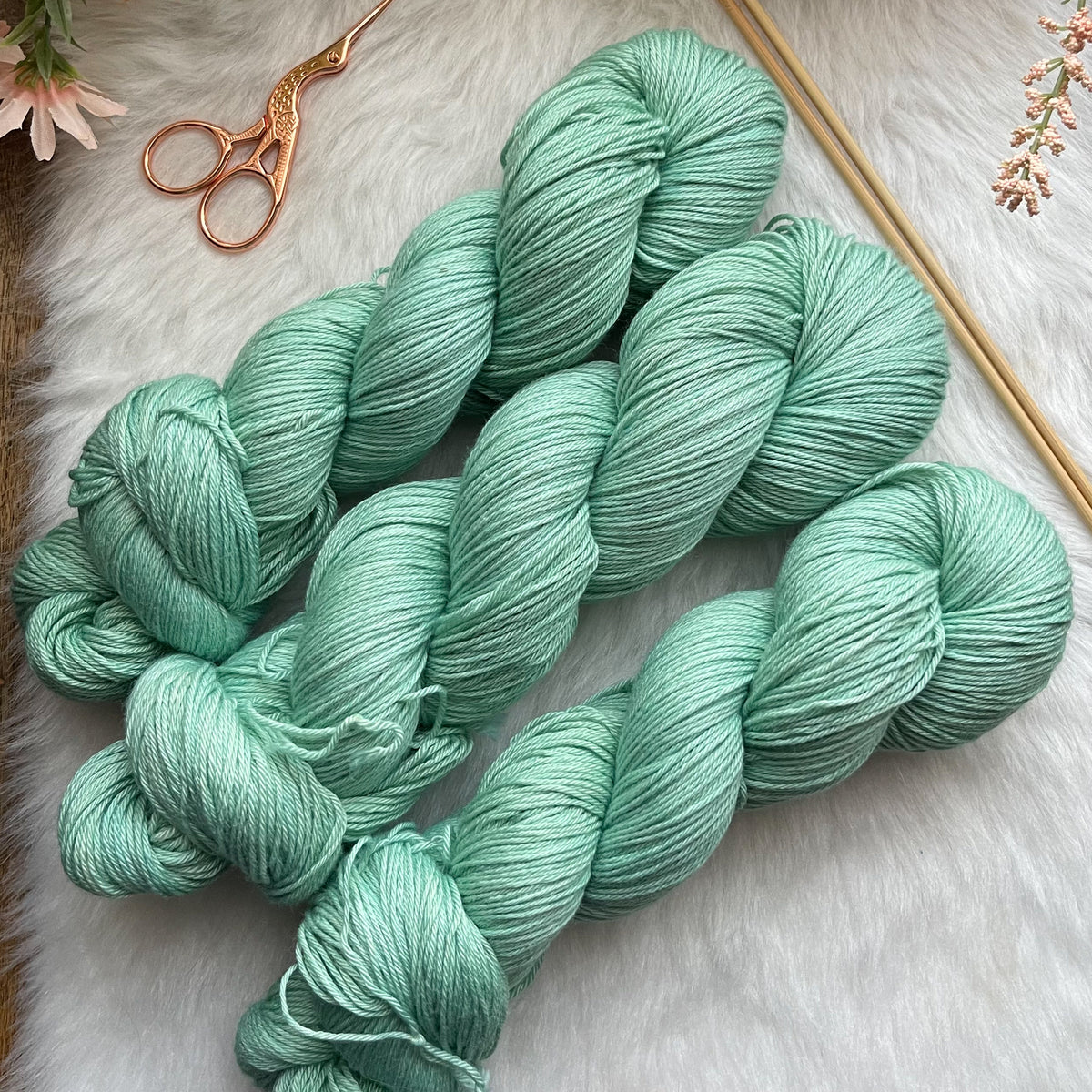 BERYLLINE- Dyed to Order - FEATHER Wool/Cotton Handdyed Yarn