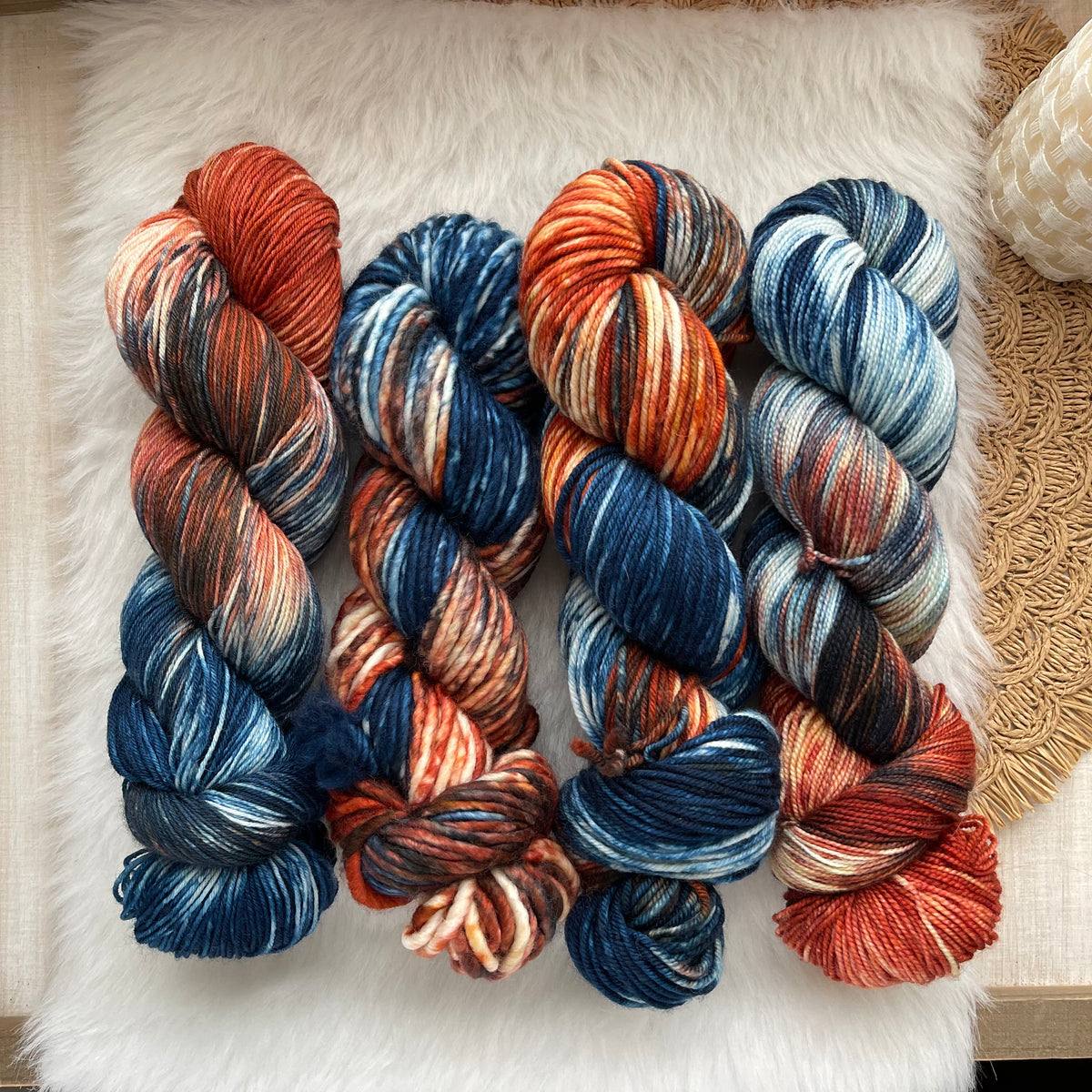 BURNING AUTUMN SKIES -Super DK -  Ready to ship-  Hand Dyed Yarn Skein