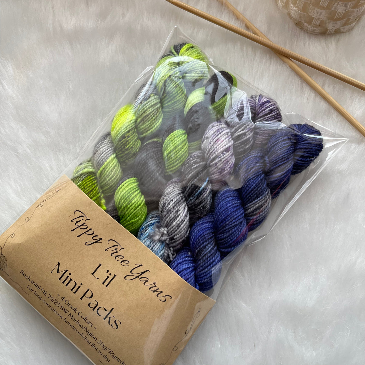 L’IL MINI PACK- READY TO SHIP -Tippy Sock Mini Skein Pack - Purple/Green