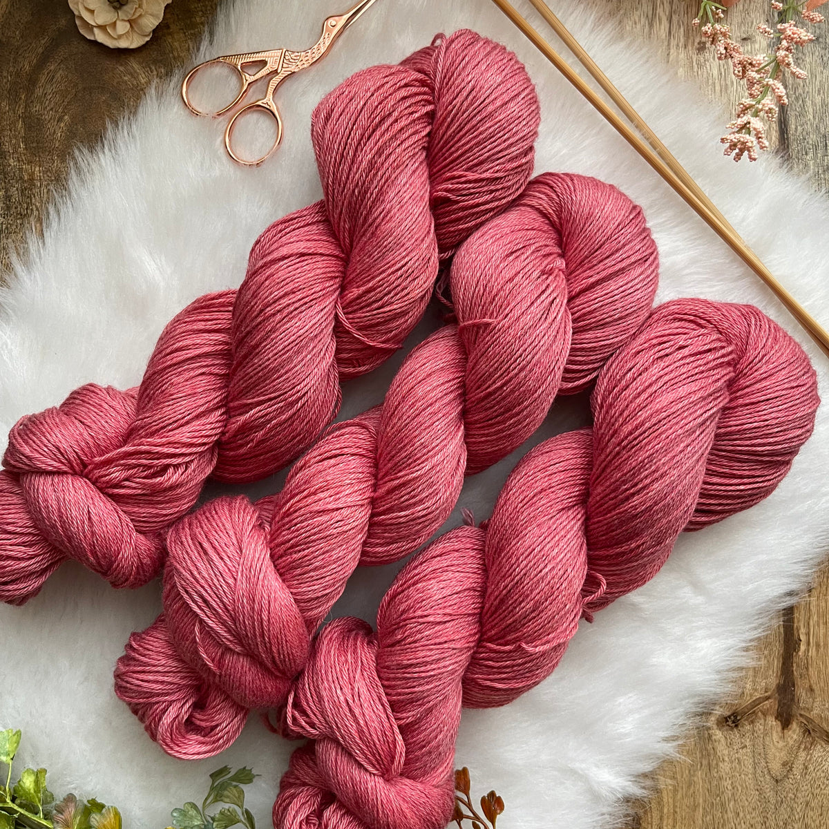 BLEEDING HEART - Dyed to Order - FEATHER Wool/Cotton Handdyed Yarn