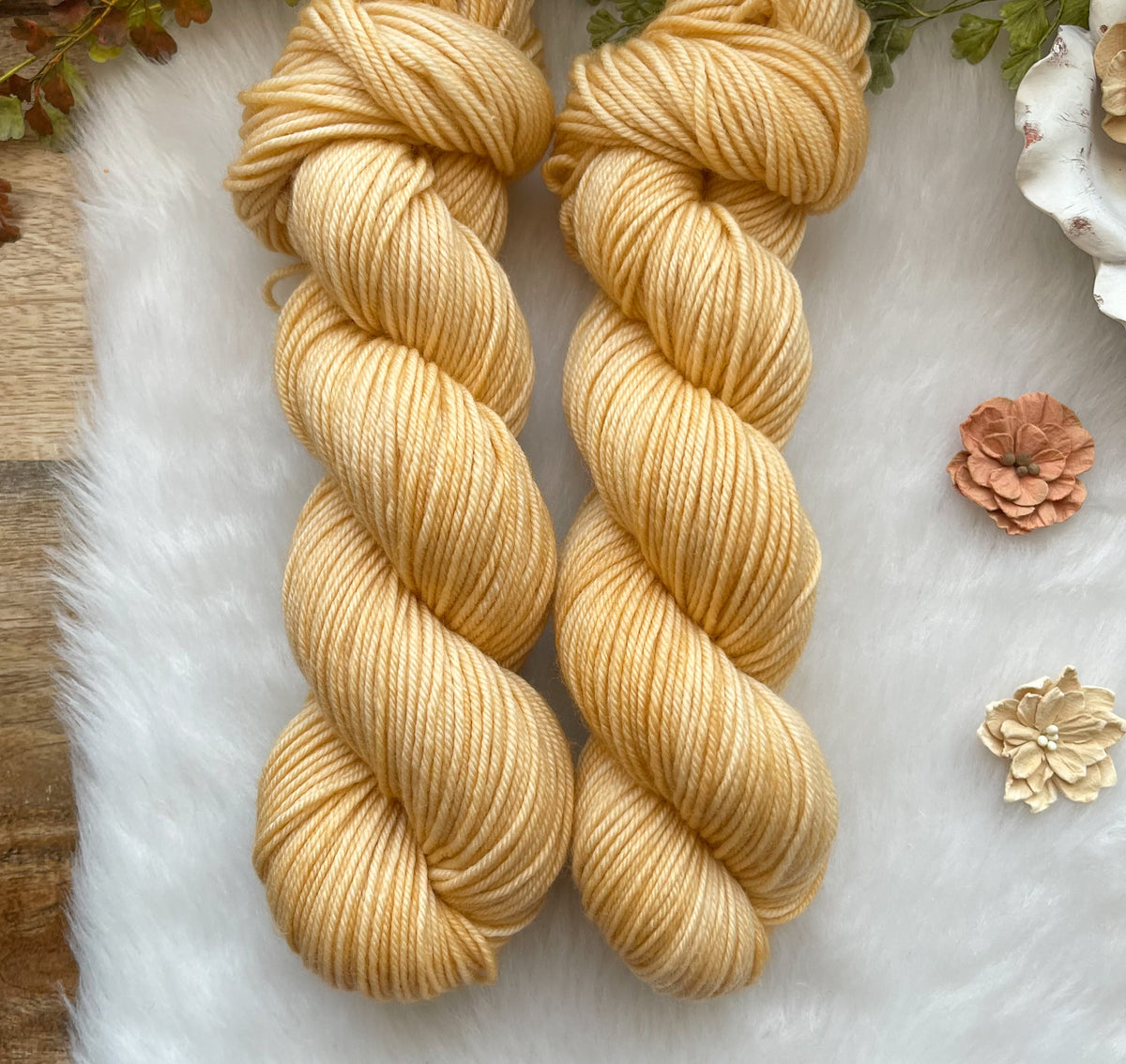 Shimmer: Hand Dyed Speckled Yarn in Gold Tones